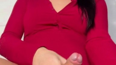 Cutie tranny jerks off his hard cock