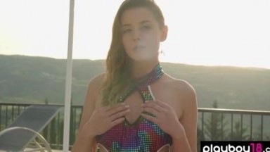 Glamorous nude Ukrainian muse Kailena taking sunbath and posing for Playboy