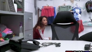 Creepy latina teen thief Sarah Lace anal punishment by