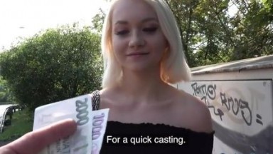 Pulled Blonde Pussy Stuffed from Behind Before Giving Head