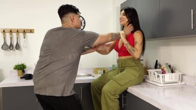 My Wife Got Stuck on the Washing Machine and the Big Cock Plumber Helped Her Out