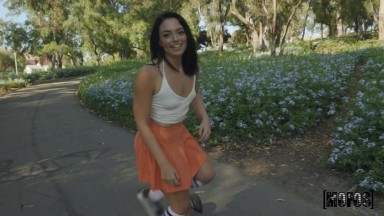 Cute Slim Brunette Teen Performed a Perfect Dick Riding In Exchange For a Skateboard Riding Lesson