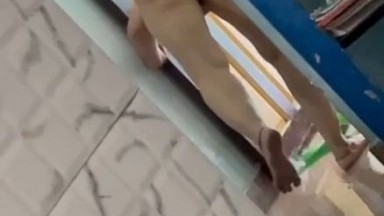 Mom cleaning bathroom naked caught by son