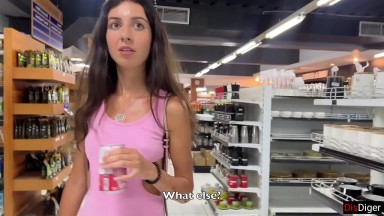 Cumwalk in Public Supermarket Facial Fetish Outdoor Blowjob