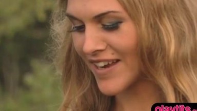 Cute blonde amateur wife goes to a swinger club party